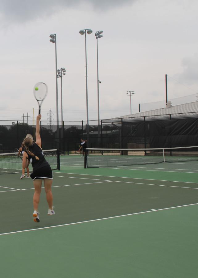 Kaley Chase and Dani Cuteri play doubles game against Vista Ridge.