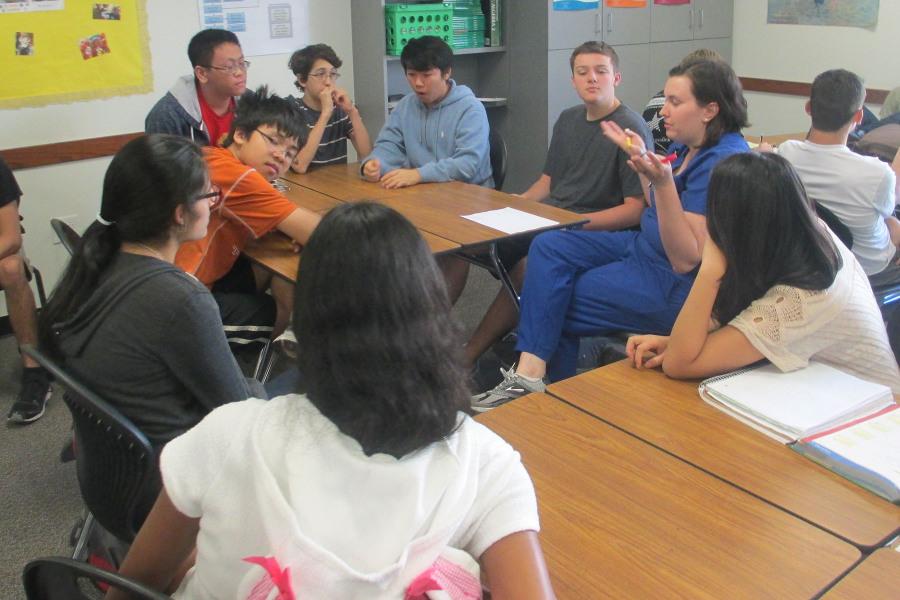 UIL math team meets with Mrs. Macklom to get ready for their first contest on Nov. 1.