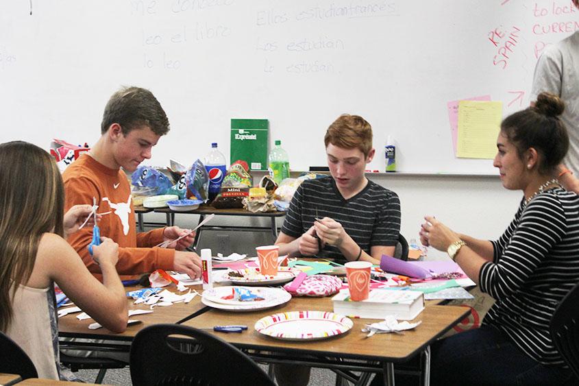 Students in Ms. Stevensons Spanish class make skeletons and crafts to celebrate Day of the Dead.