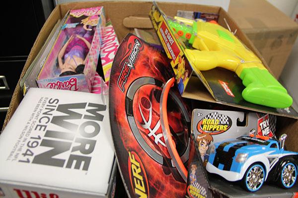 Student-donated toys and games for the VHS Toys for Tots program.