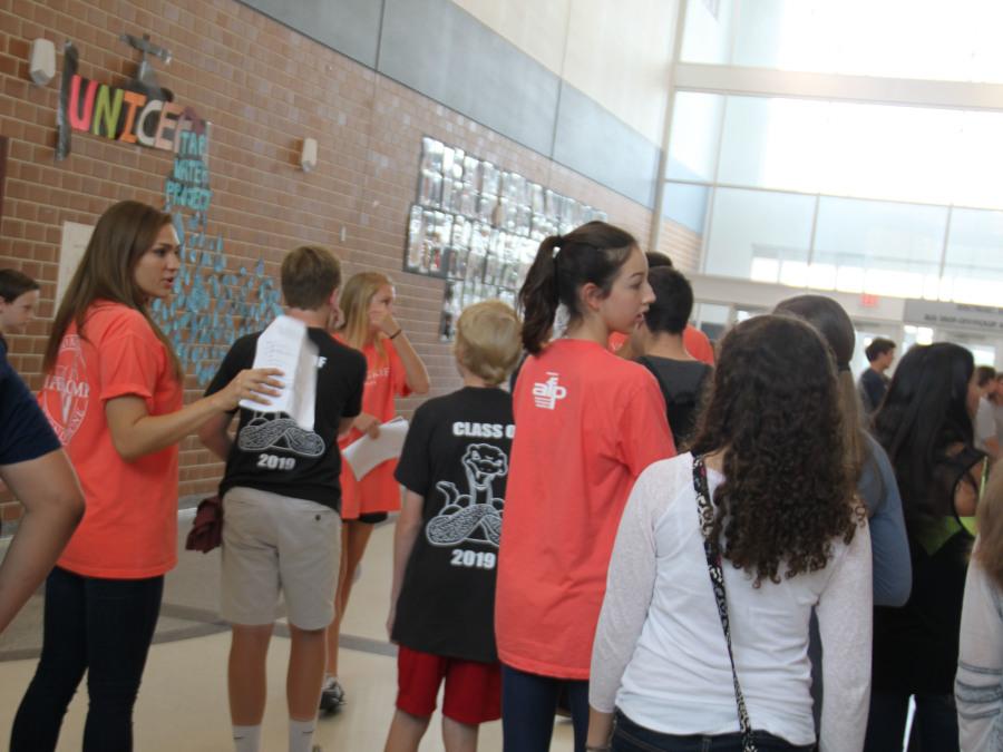 Senior Hanna Brown guides incoming freshman through the halls