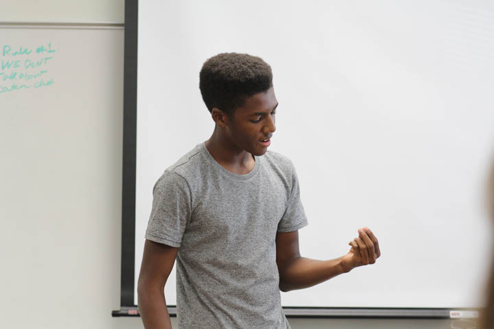 Cameron Clarke arguing his points during the Latin Debate