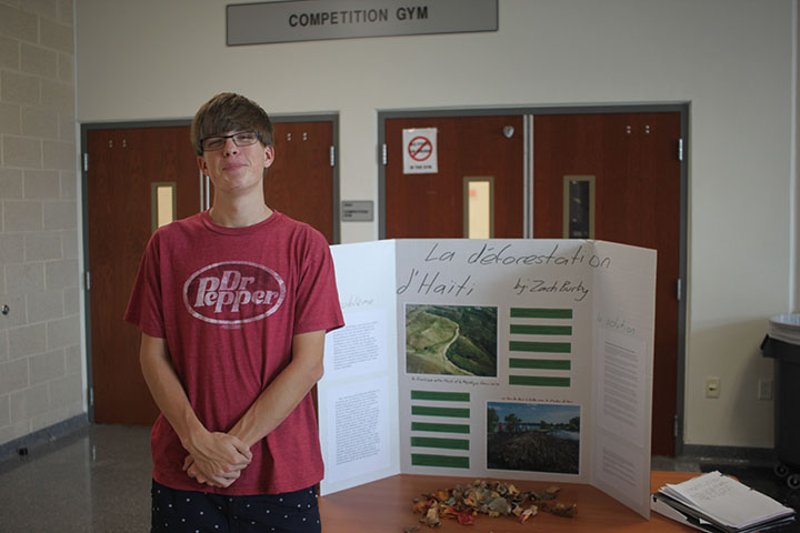 Senior Zach Burky and his project on Haitian Deforestation.