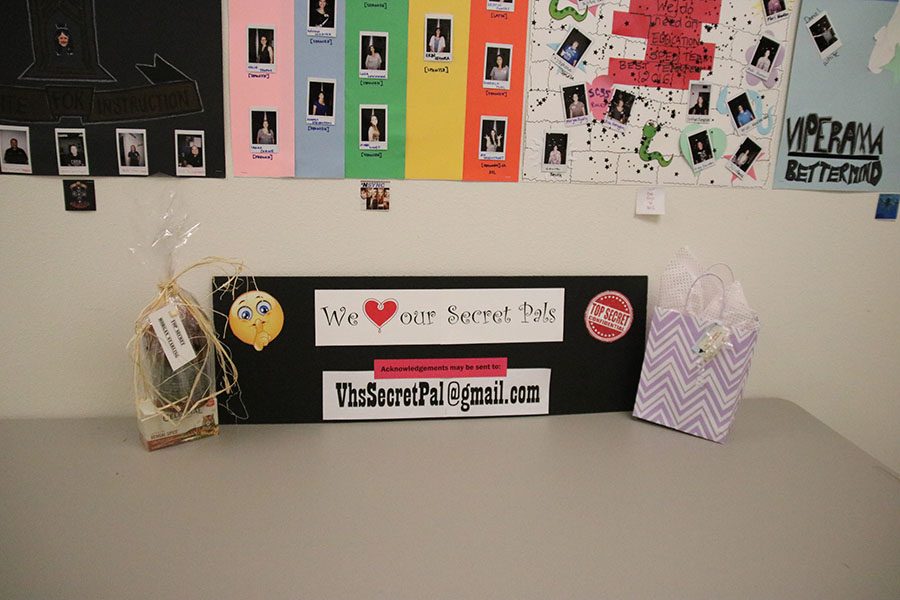 Gifts are left on the PTSA Secret Pal Table at the front office near the teacher boxes.