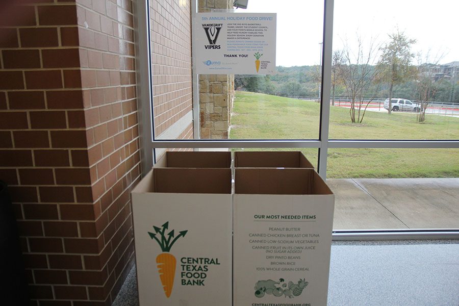 Donation bins at the entrance of building one