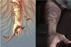 The left is a limited edition poster released in September, and the right is Ellie's tattoo in the trailer for the second game.