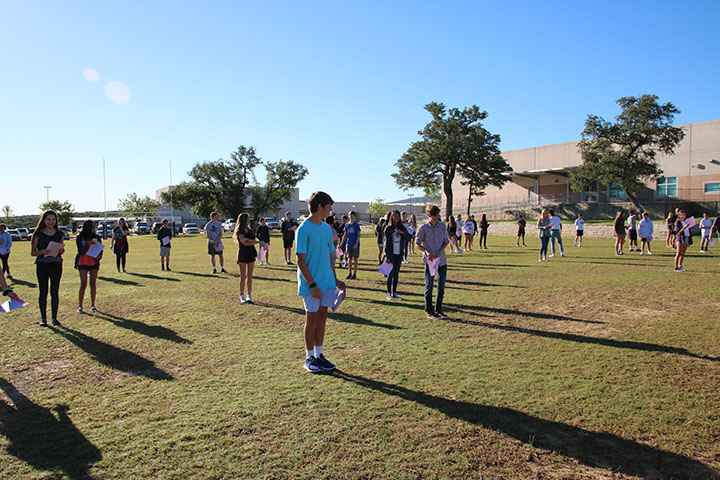 Freshman English classes participate in privilege walk activity