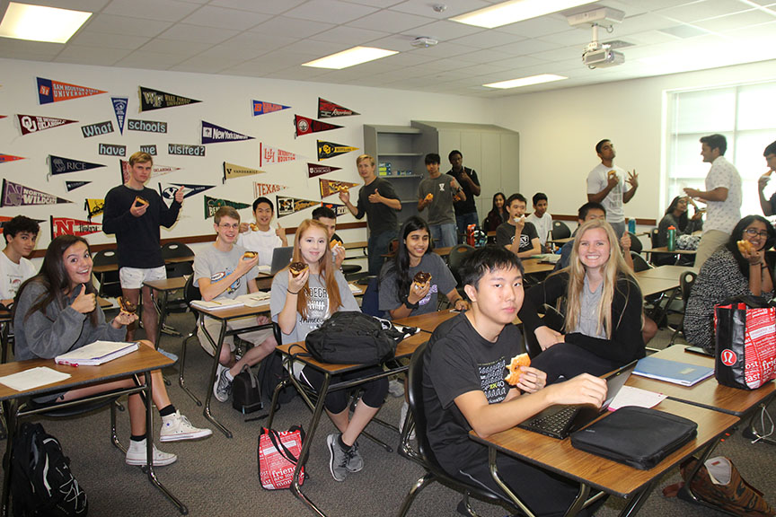 Students celebrate red ribbon week with doughnut party