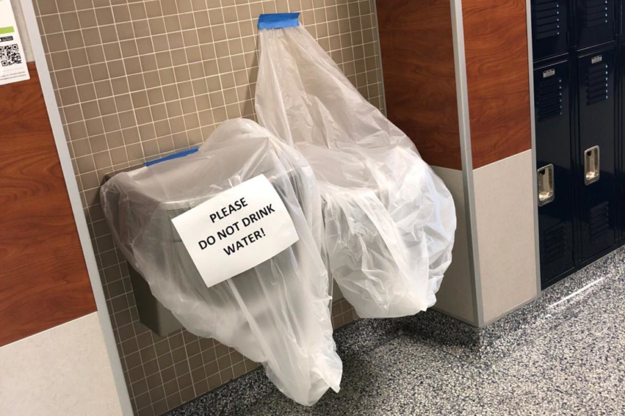 Water fountains on campus were covered for six days.