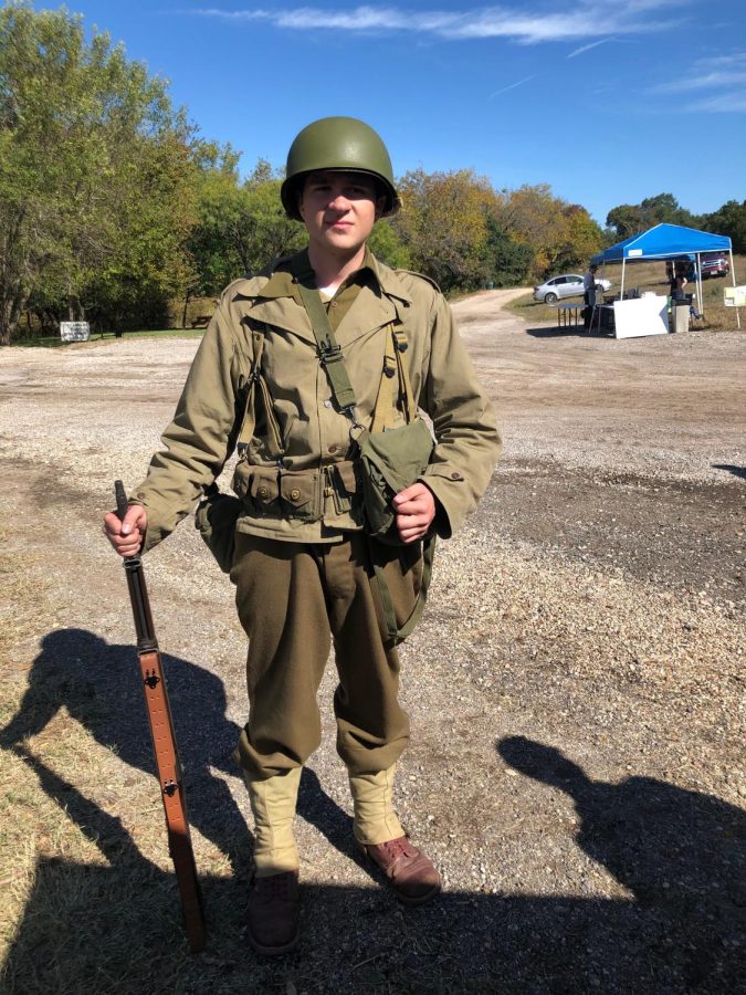 Student Nicholas Scoggins participating in one of G-Company’s WW2 events.