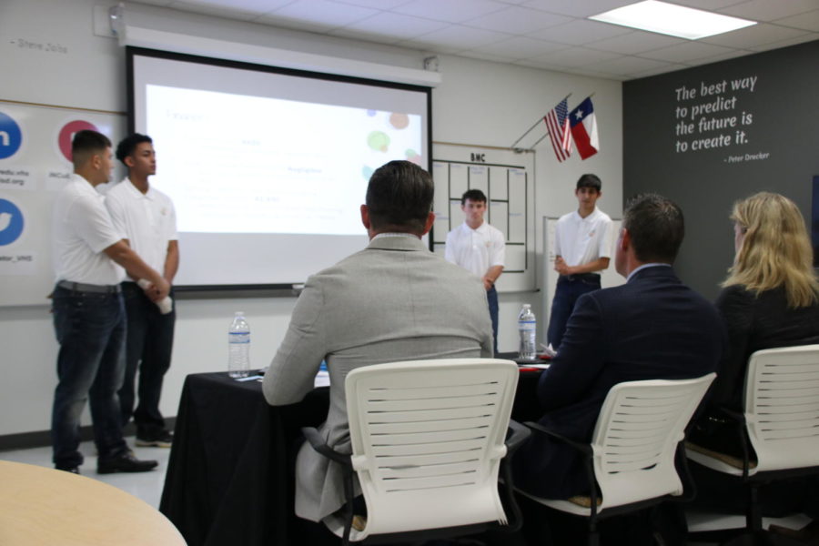 Christian Montelogue, Fariss Awad, Grant Shaffer and Omar Azad pitched their MVP to panel of judges.
