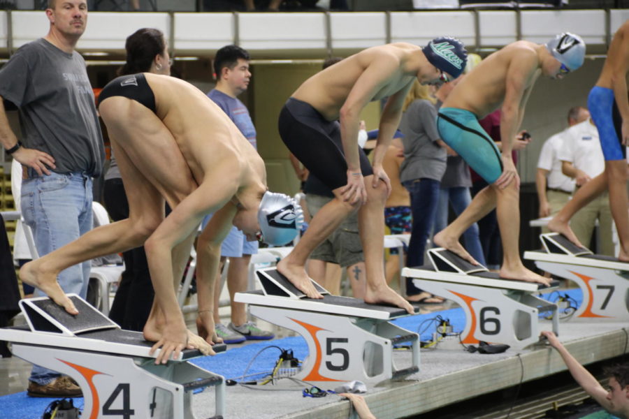 Two members of the boys team get set for a race.