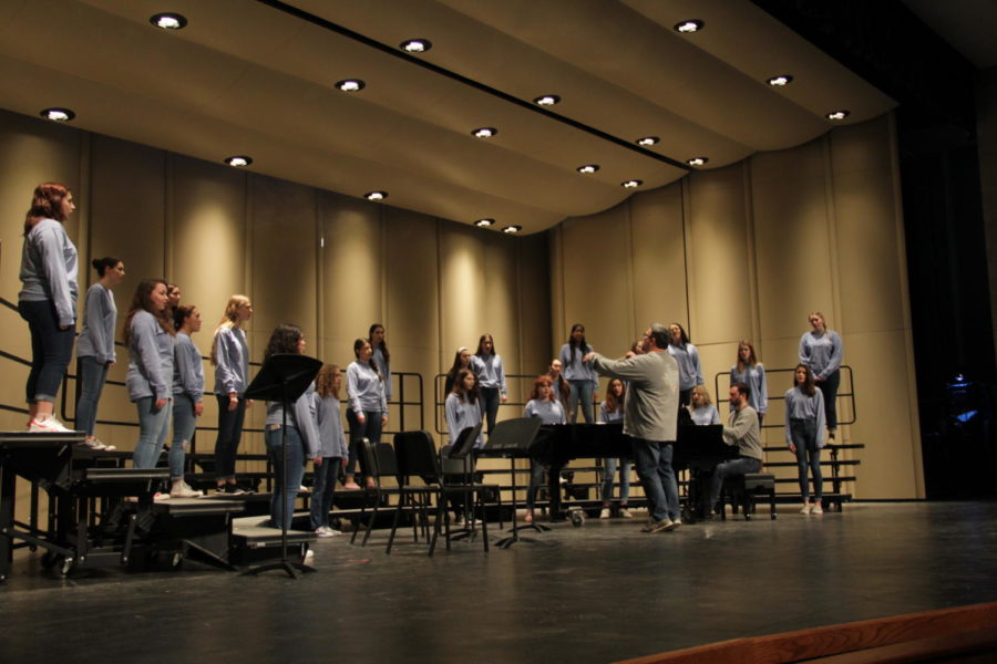 Varsity Choir practicing for their NACDA performance this Friday.