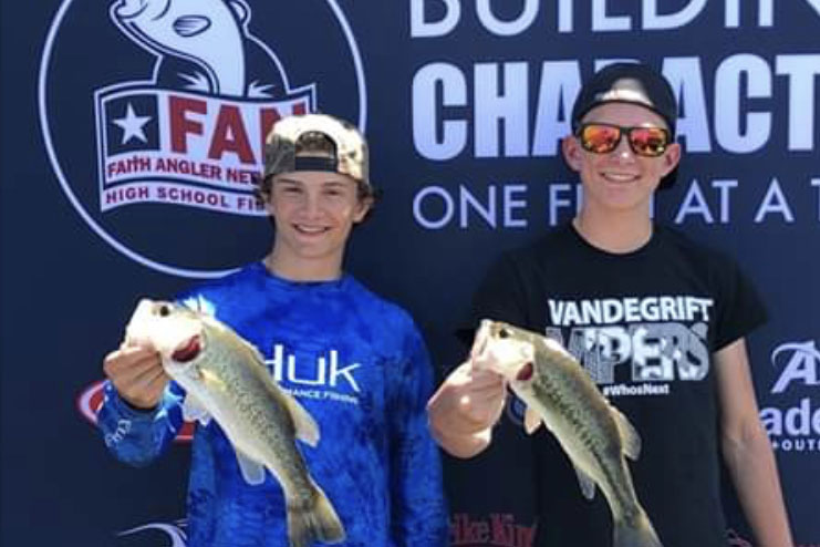 Freshmen Christian Dyke and Cole Chartier fished at the FAN tournament at Lake LBJ in April and will compete at state May 31.