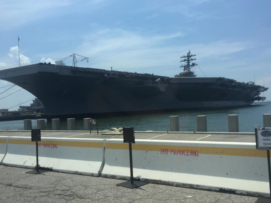 Aircraft carrier at the naval base