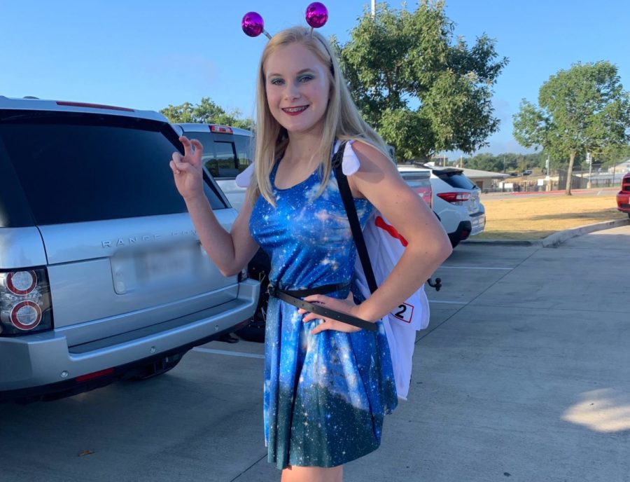 Senior Hannah Broadhead dresses up for the Space Day theme.