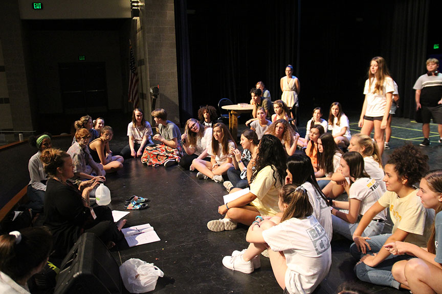 Schneider and Schaffner talk to the cast right before dinner. The cast had already been rehearsing for two hours before this and were hoping to recharge with a 45 minute break. 