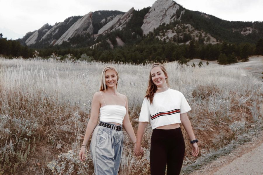 Jenna Rigney (right) and Priscilla Leafblad (left) pose in Colorado on Sept. 20 while filming a practice video for the fall update. 