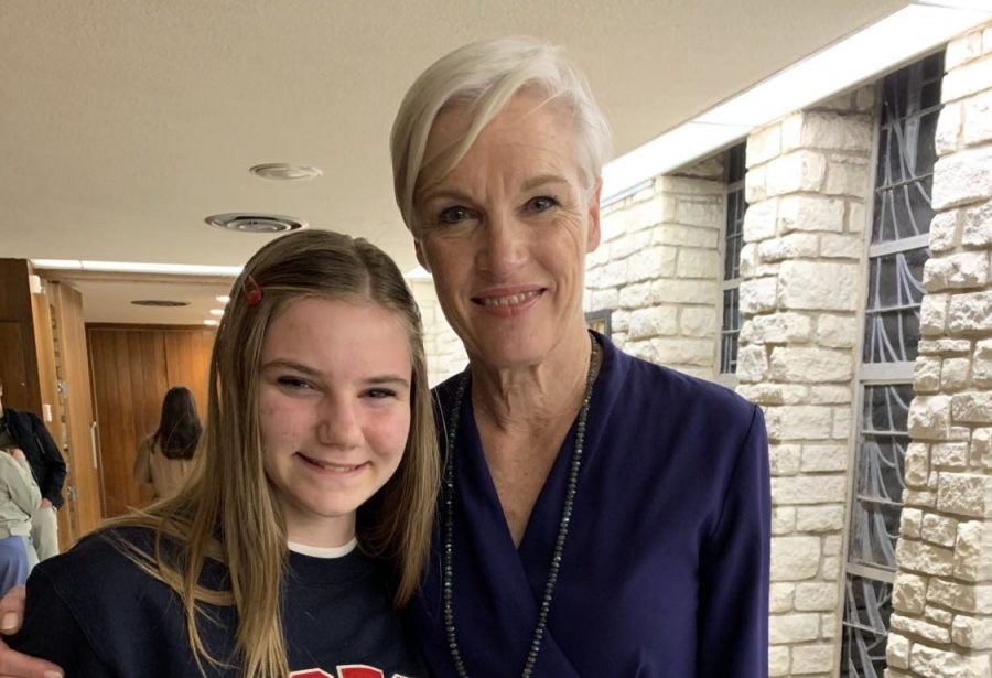 Katie McClellan poses for a picture with Cecile Richards, womens rights activist and founder of Planned Parenthood.