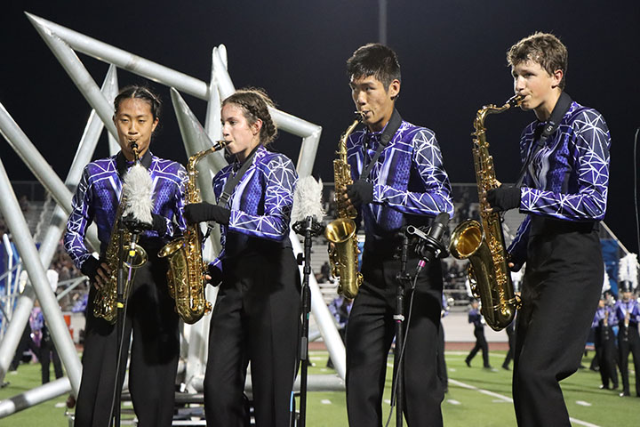 Band preforms during halftime at the varsity Round Rock football game.