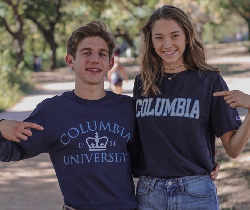 Mathis (right) poses with Monte (left) in Columbia gear after committing. 