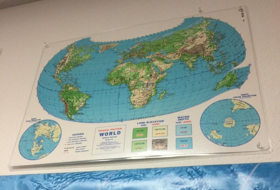 A map of the World in a Vandegrift history classroom.