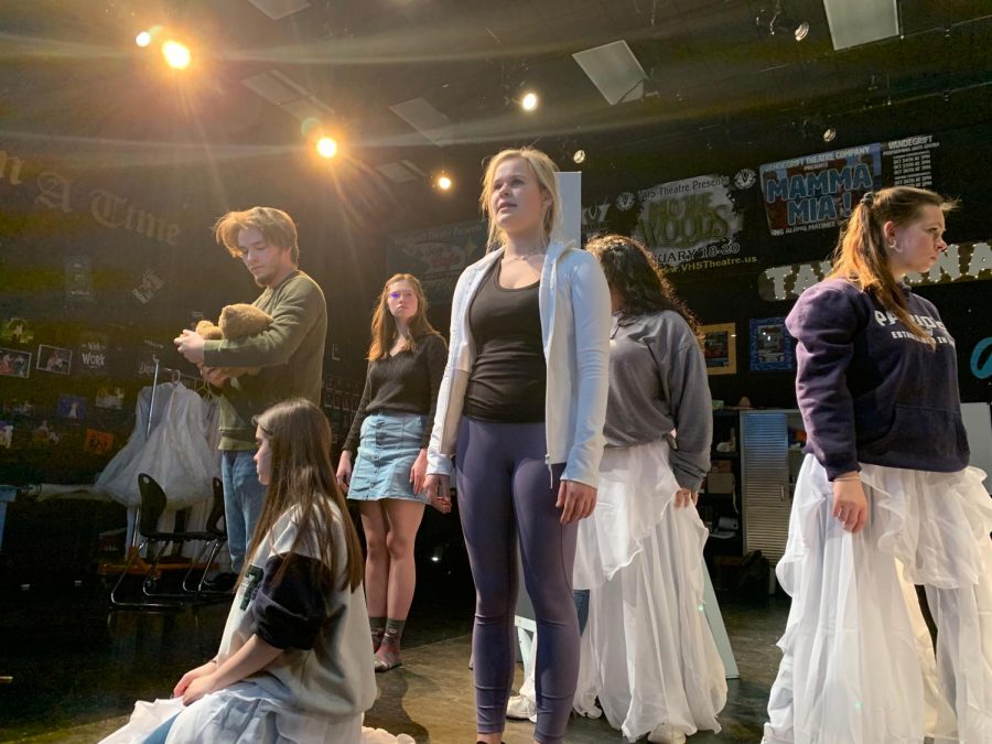 Senior Lily Whitehurst gives monologue as Una during emotional scene. 