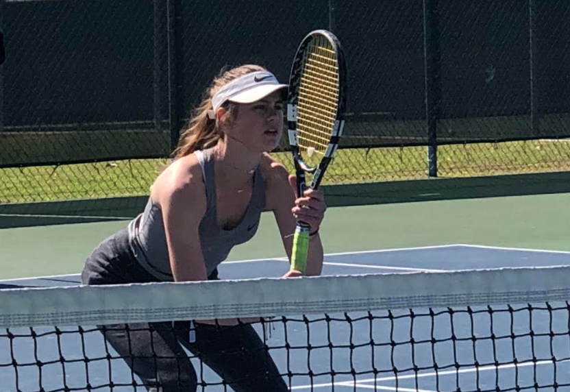 Erdman positions herself in order to receive the ball during a match 