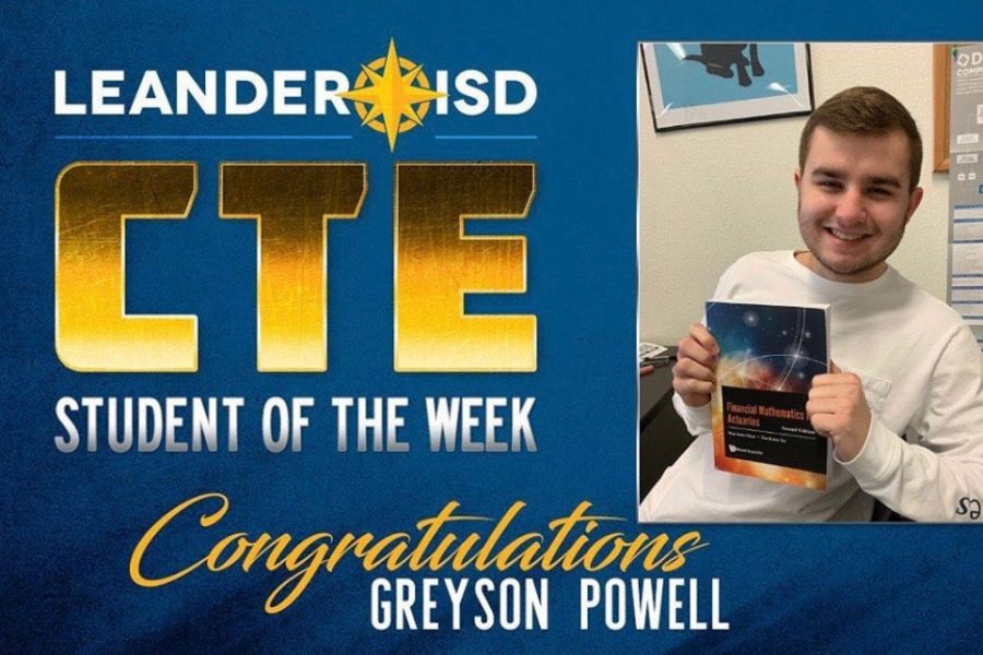 Senior Greyson Powell recently won the CTE Student of the Week award.