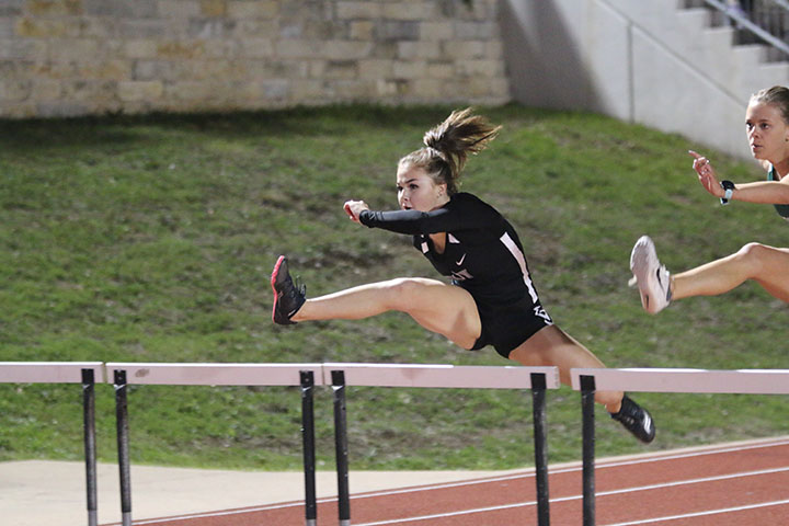 Sophomore Sara Pacheco participated in the Viper Relays and ran the varsity girls 100m hurdles while balancing cheer. “[Hurdles] is something different,” Pacheco said. “I enjoy running but I wanted to find something that would be different than just typical running.”