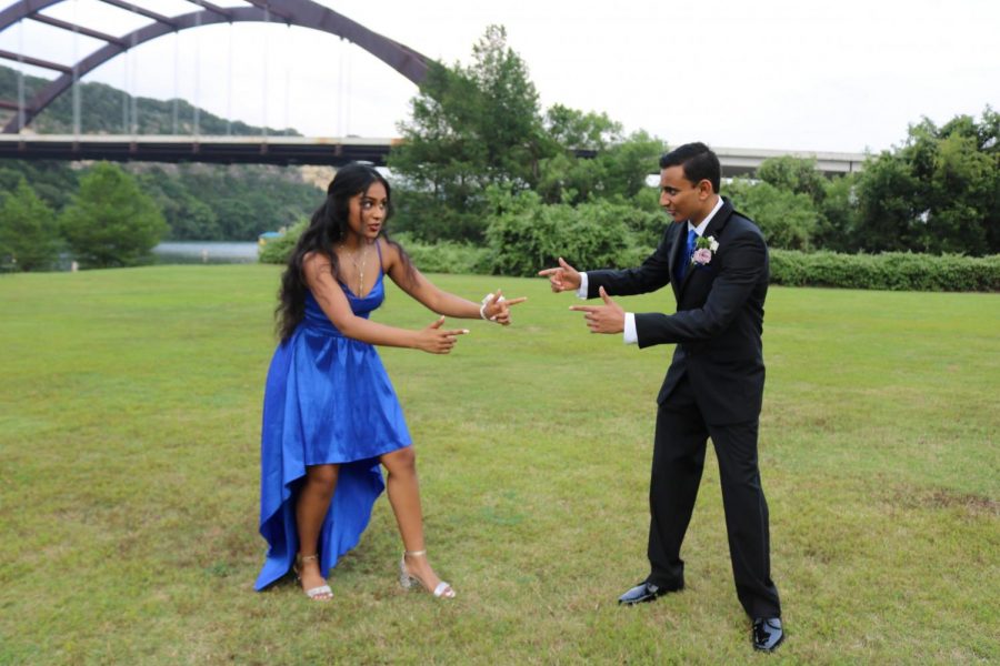 Seniors Tanvi Siruvuri and Roshan Desai.