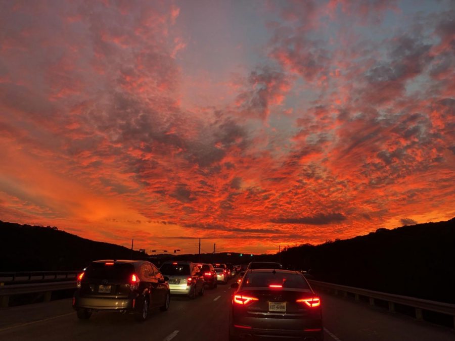 Rush-hour traffic blocks up the 620 on the way to school.