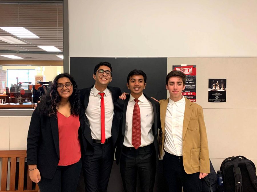 Graduate Zia Rashed pictured with with seniors Faiz Prasla, Nirron Miller and Tej Reddy