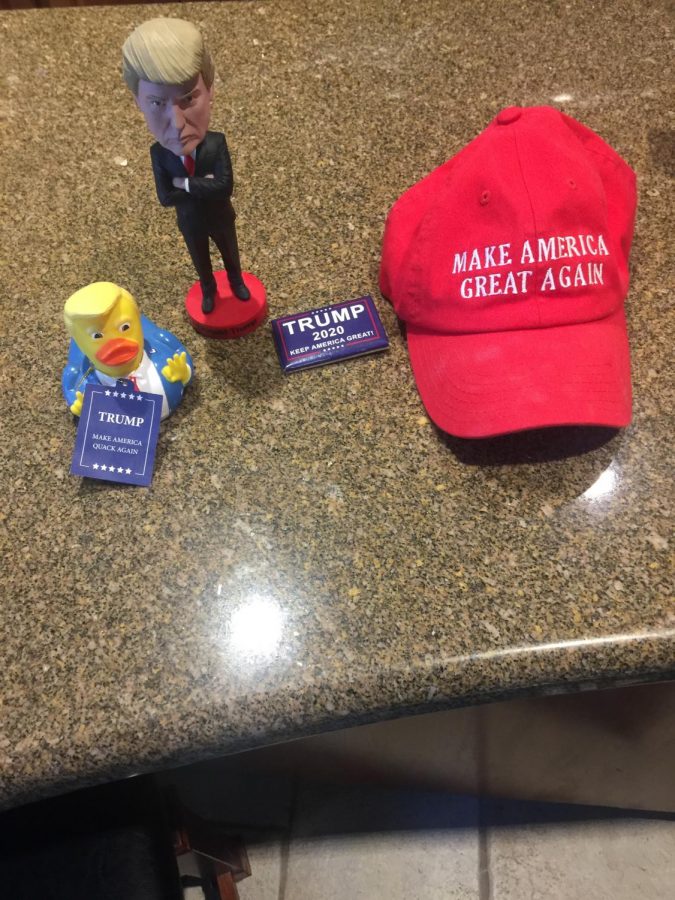 A collection of Trump memorabilia, with him leaving the Whitehouse, these will most likely be very valuable.  Photo by Nicholas Scoggins