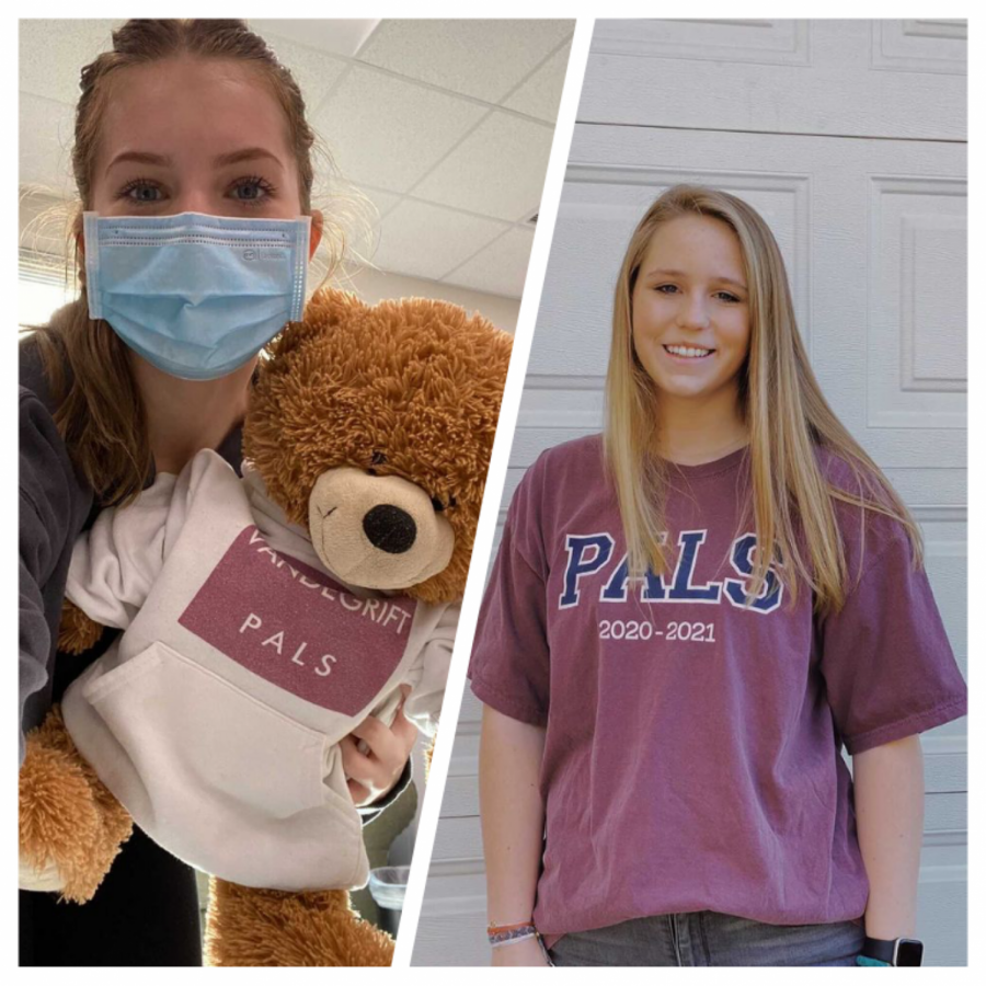 Both of the girls, Rachel Jensen and Maya Gabbi pose with a PAL teddy bear and t-shirt. 