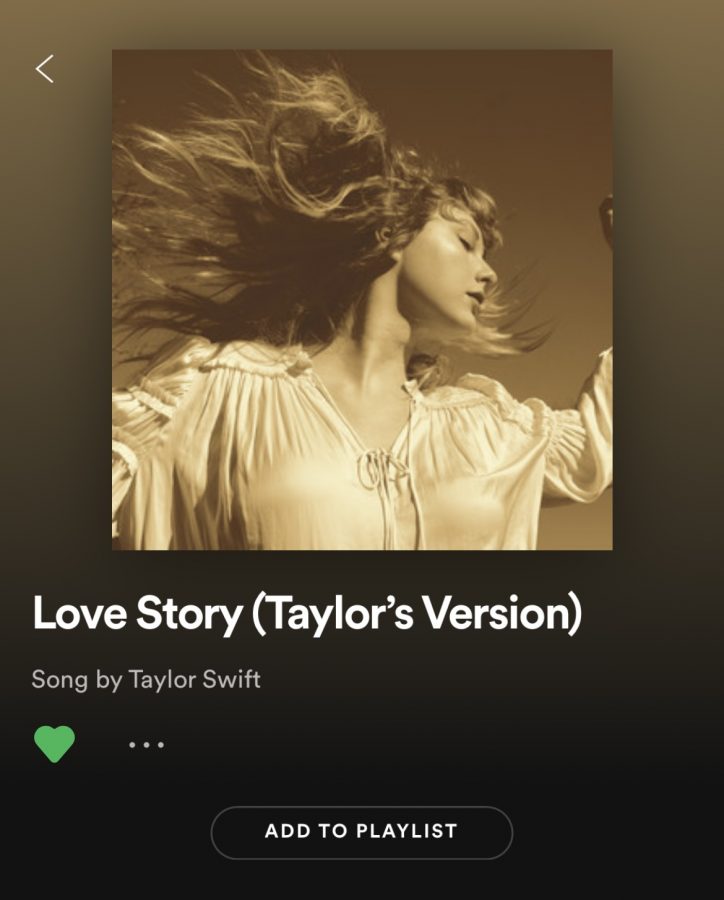 The rerecording of Love Story(Taylors Version) is now available on Spotify and Apple Music