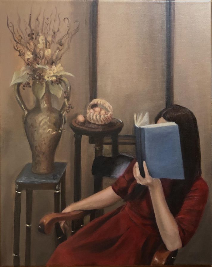 Junior Grace Parks painted an oil painting titled The Fortuneteller.