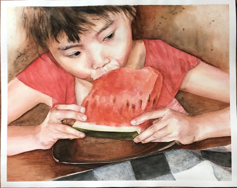 Junior Grace Parks painted a watercolor painting titled Watermelon Summers for a VASE competitioin.