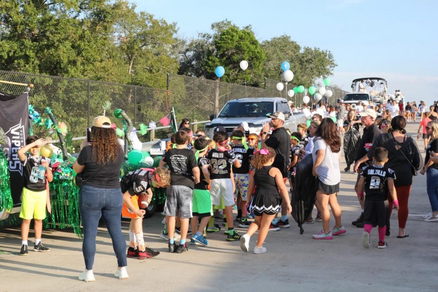 This past weeks homecoming floats in the parade leading to the pep really. 