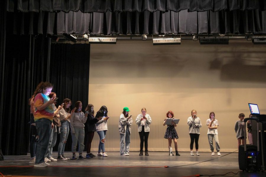 Students rehearse a musical number for the upcoming Wizard of Oz shows in January.