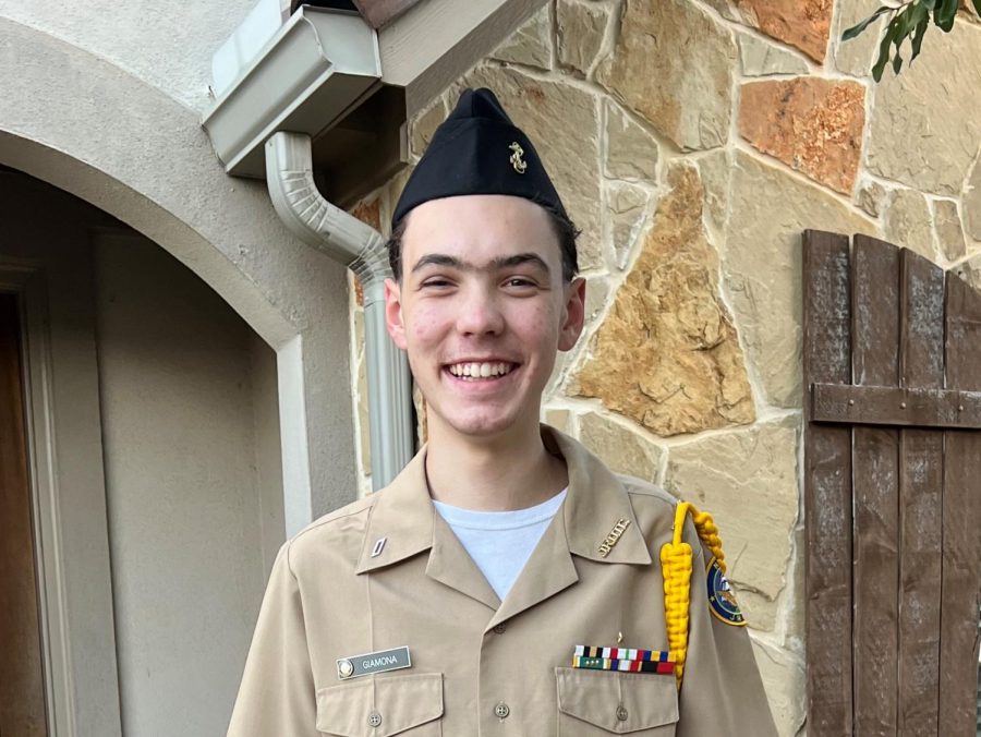 Sophomore Alexander Giamona is a Navy JROTC student advancing to nationals for marksmanship.