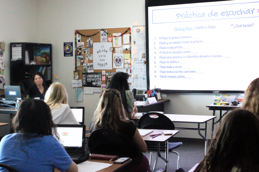 Vandegrift High School students partake in a lesson in Spanish class.