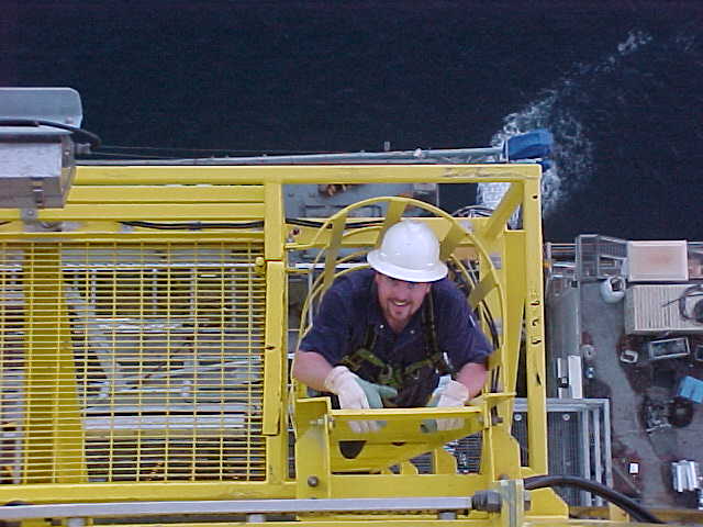 Houchins on Discoverer Enterprise 240 feet up.