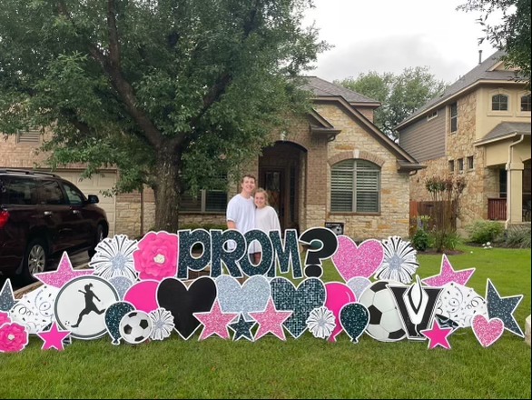 “I would jokingly ask Grant Royer, my boyfriend, when he was going to do his promposal, so when we showed up to my house after school one day, I was pleasantly surprised to see a Card My Yard sign saying ‘Prom?’,” junior Avery Putnam said. “What excites me the most about prom is getting to spend the evening with Grant and taking photos with him along with my friends.”