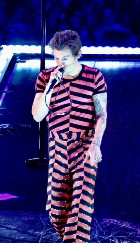 Harry Styles during his Harrys House occupation, night three. Pictured singing Adore You.