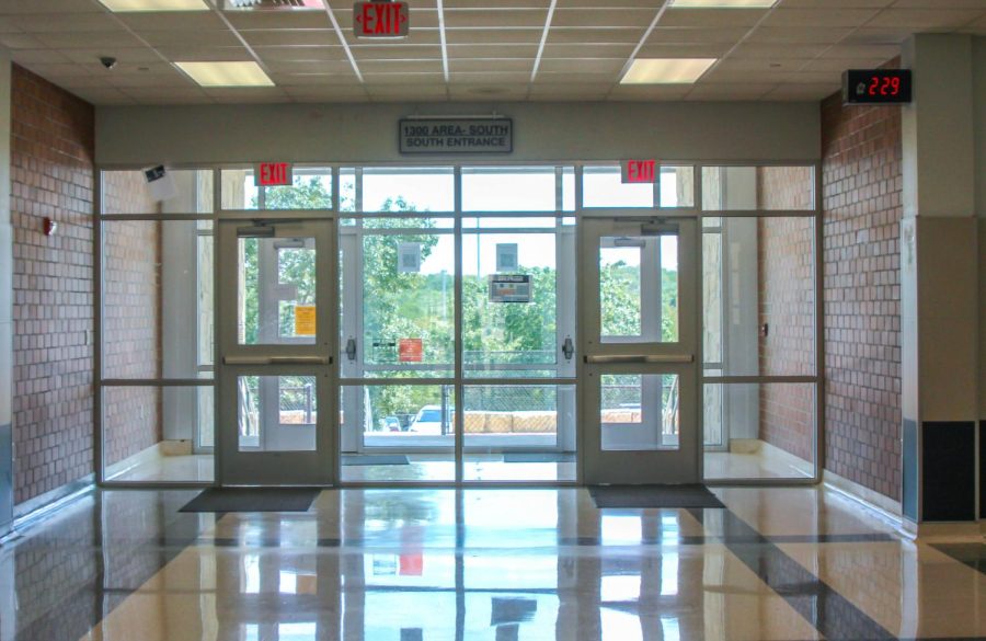 In previous years, side doors connecting teacher parking lots to the main building were popular entrance points for students just arriving in the morning. Now, students must enter and leave through the front entrance.