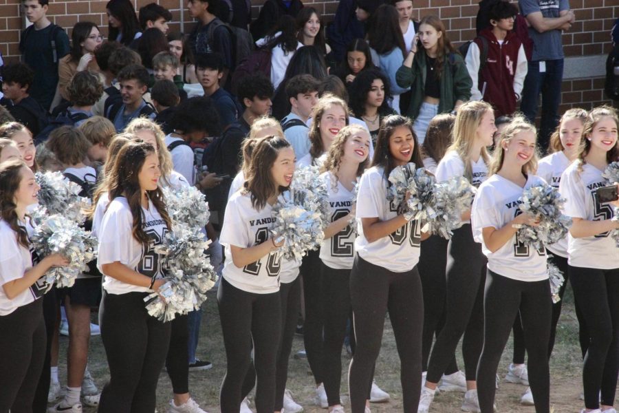 Legacies cheer from the sidelines as students file in for pep rally