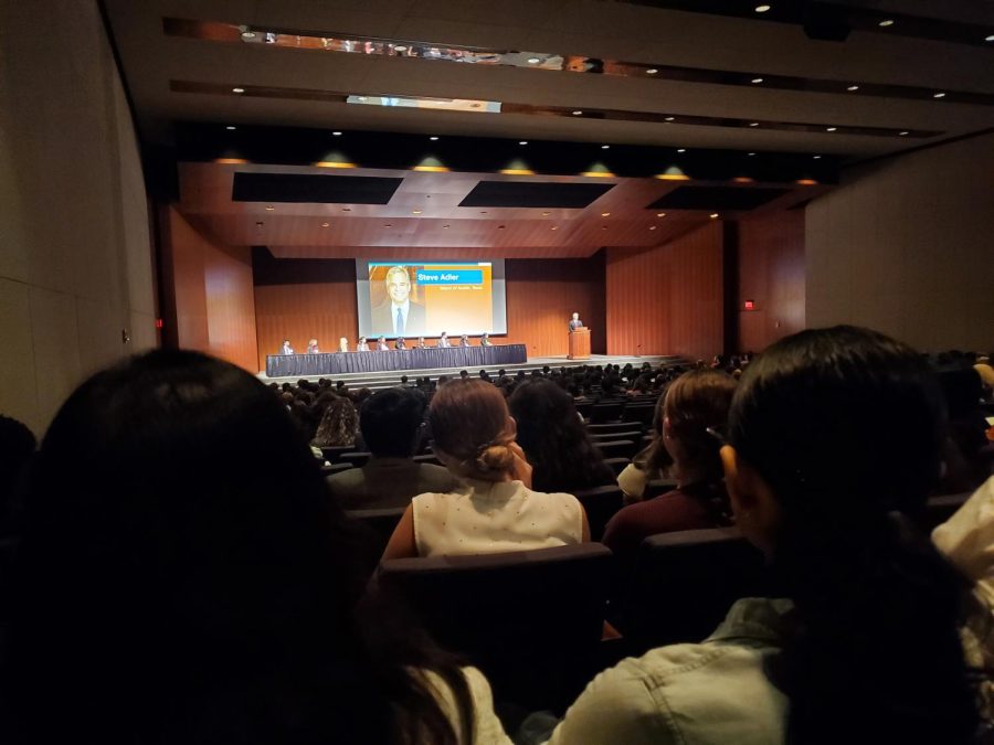 Students watch the mayor deliver his speech. CTMUN experienced the largest amounts of delegates to date during their 2022 conference. 