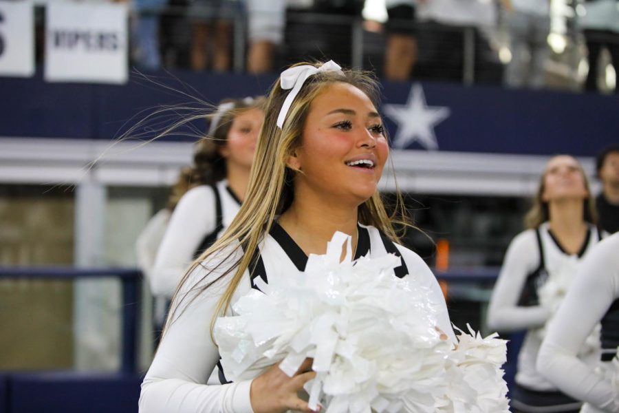 Cheer gets hyped as the Vipers approach the goal line.