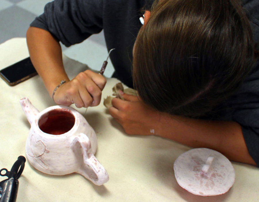 Vandegrift ceramics students continue to work on their art projects.